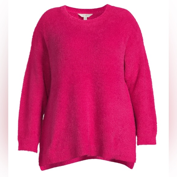 Terra & Sky Women's Plus Size Eyelash Knit Pullover Sweater, Midweight - Picture 5 of 6